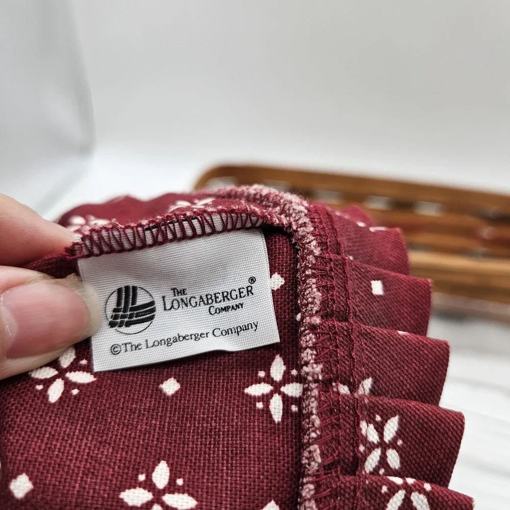 VTG 1992 Longaberger Woven Traditions Bread Cracker Basket Red Liner & Protector